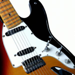 An image showcasing the Fender CC-60SCE, capturing its elegant sunburst finish, slim mahogany neck, and rosewood fingerboard