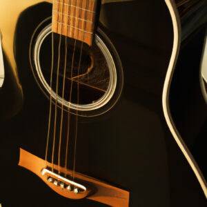 An image showcasing the elegant Fender CC-60SCE Acoustic Guitar, bathed in warm natural light