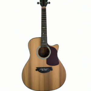 An image showcasing the Martin LX1E Little Martin, capturing the compact yet powerful body, the solid Sitka spruce top, the mahogany high-pressure laminate back and sides, and the Fishman Sonitone electronics
