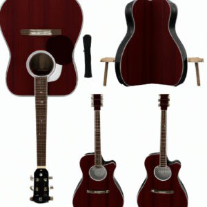 A vintage acoustic guitar with a removable back panel, showing the wood interior and sound hole, perfect for musical instruments, guitar repair, and custom acoustic guitar design.