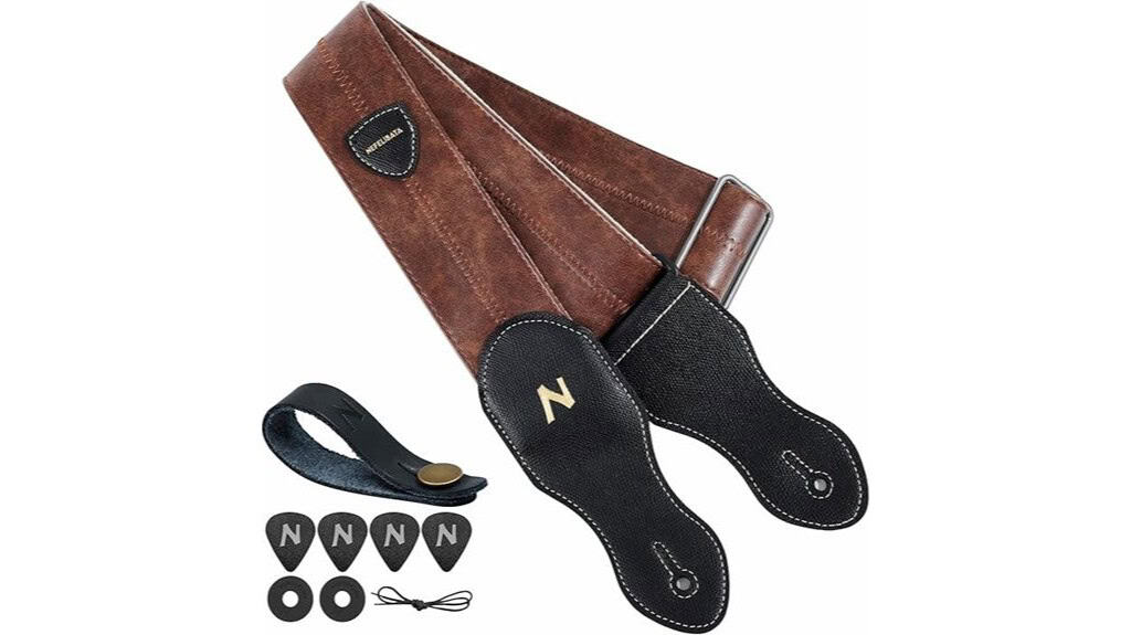 Leather camera strap with quick-release connectors and accessories, ideal for DSLR and mirrorless cameras, offering durability and style for professional and hobbyist photographers.