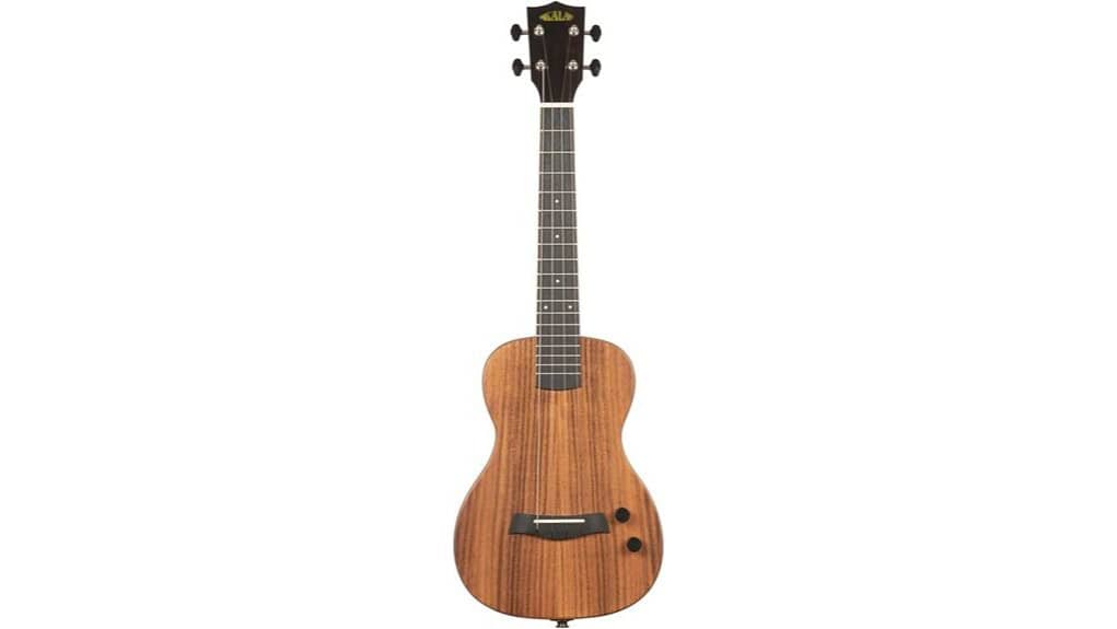 High-quality wooden acoustic guitar perfect for beginners and professionals, featuring a warm tone, ergonomic design, and integrated tuner for easy tuning on the go.
