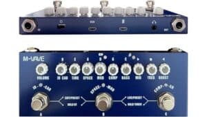 High-quality audio interface and effects pedal combo with USB connectivity and multiple control knobs for sound customization.