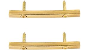 High-quality gold guitar bridge saddles with mounting screws, designed for acoustic and electric guitars for enhanced tone and stability.