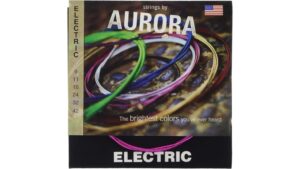 colorful glowing guitar strings