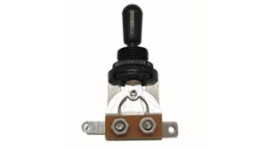 High-quality black toggle switch for electronic and electrical applications.