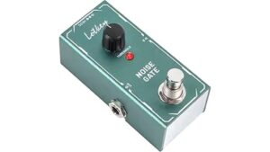 High-quality guitar noise gate pedal for reducing unwanted noise and hum, featuring adjustable control knob and durable metal construction for professional sound quality.