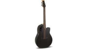 High-quality black electric guitar with built-in pickups and sleek design, perfect for musicians and performers. Compact and durable, ideal for both beginners and professionals.