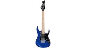 High-quality electric guitar with a vibrant blue finish, perfect for rock and metal music enthusiasts, featuring a sleek design and powerful sound.