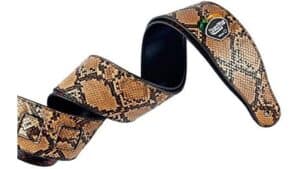 High-quality snakeskin pattern guitar strap for professional musicians and enthusiasts.