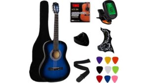 beginner blue acoustic guitar