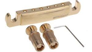 High-quality gold-plated guitar pickup set with mounting screws and Allen wrench for easy installation and superior sound quality.