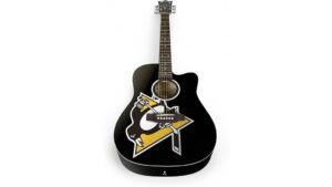 penguins branded acoustic guitar