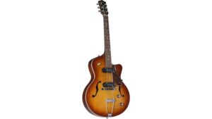 sleek hollowbody electric guitar